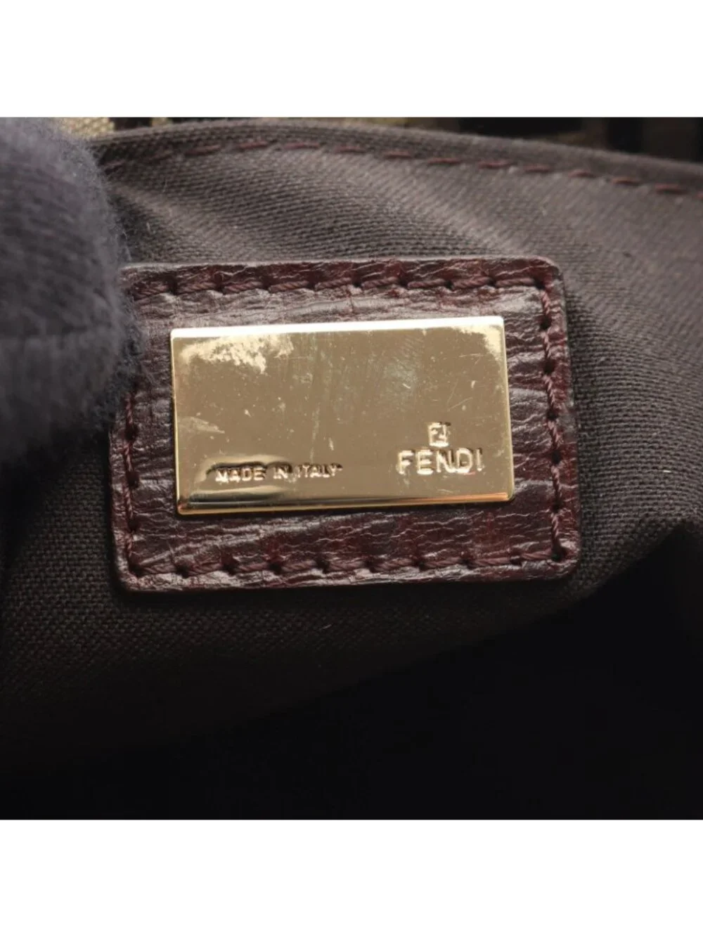 Fendi Shoulder Bag Zucchino Beige Brown Canvas Leather